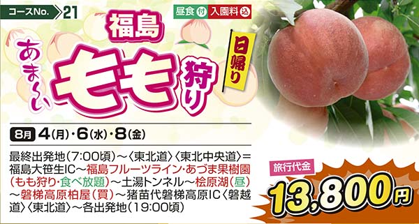 No.21 福島あま〜いもも狩り（日帰り）
